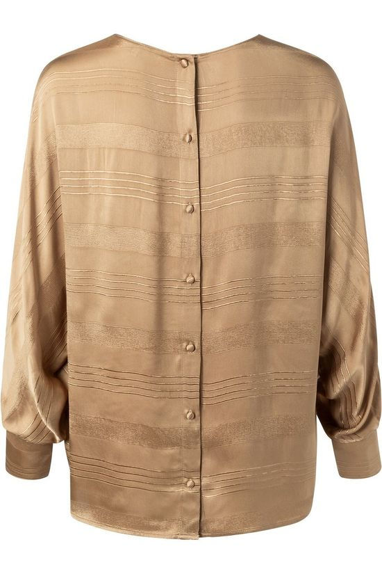 Yaya Blouse With Stripe Jacquard Sand Brown