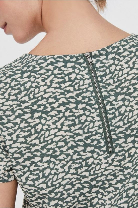 Vero Moda Blouse Vmsasha Ss Zip Color mid khaki/off white