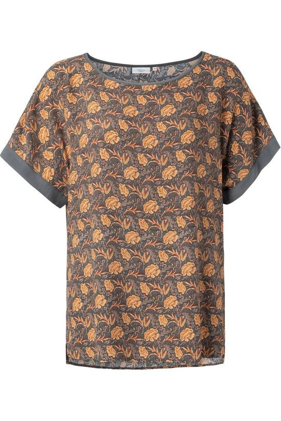 Yaya Blouse Round Neck With Print mid grey