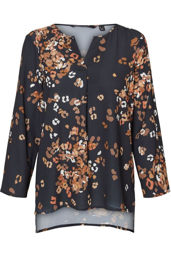 Vero Moda Blouse ea 3/4 Wvn Lcs Black/Rust