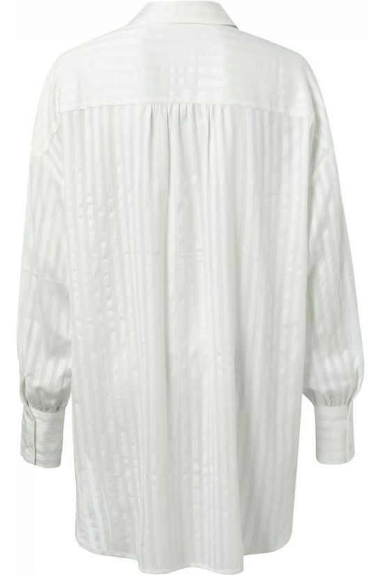 Yaya Chemise Long Jaquard Stripe off white