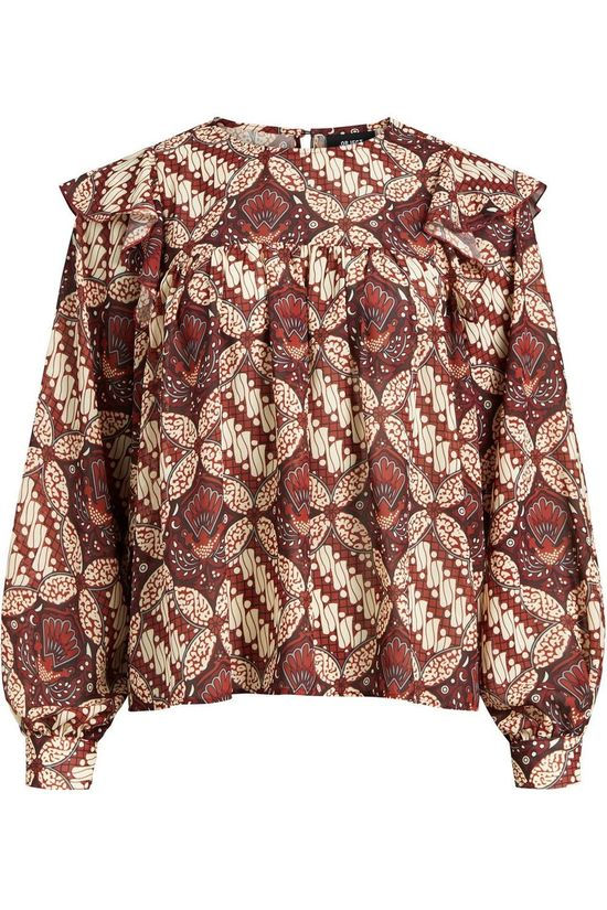 Object Hemd Objgriva Blouse Dark Brown/Ecru
