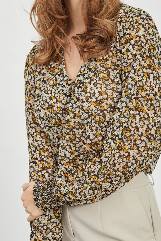 Vila Hemd Vifimi V-Neck Black/Ass. Flower
