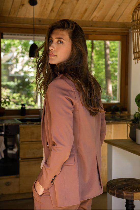 Yaya Blazer Tailored Double-Breasted mid brown