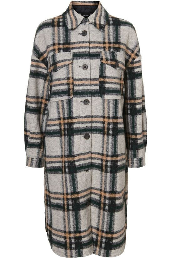 Vero Moda Blazer chrissie Long Check Ga Ki light grey/green