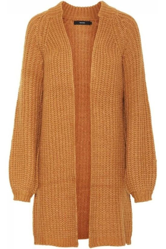 Vero Moda Cardigan poca Ls Open Rib Coatigan Camel Brown