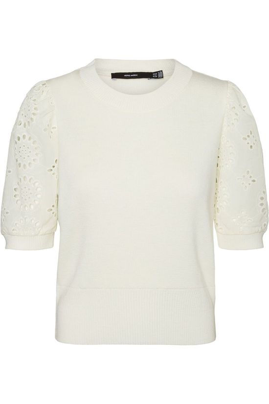 Vero Moda Trui Vmnewflowers Ss O-Neck Ecru