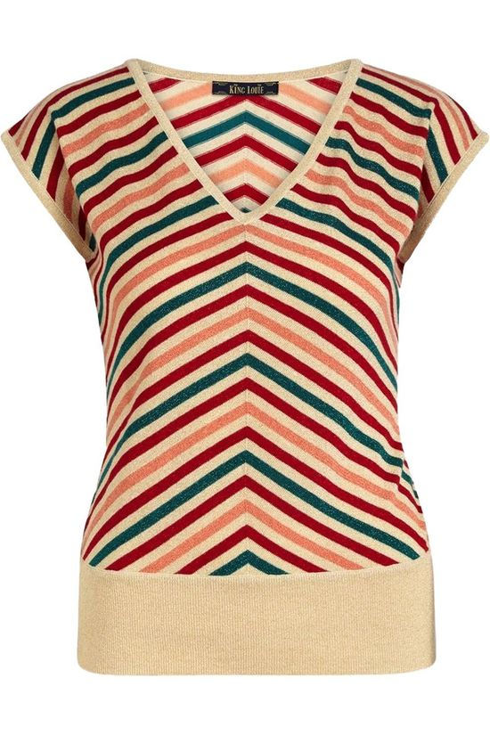 King Louie Pull Deep V Cabana Stripe vanille/light pink