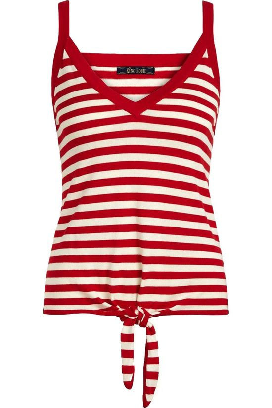 King Louie Pull Isa Knot Camisole Classic Stripe Red/Ecru