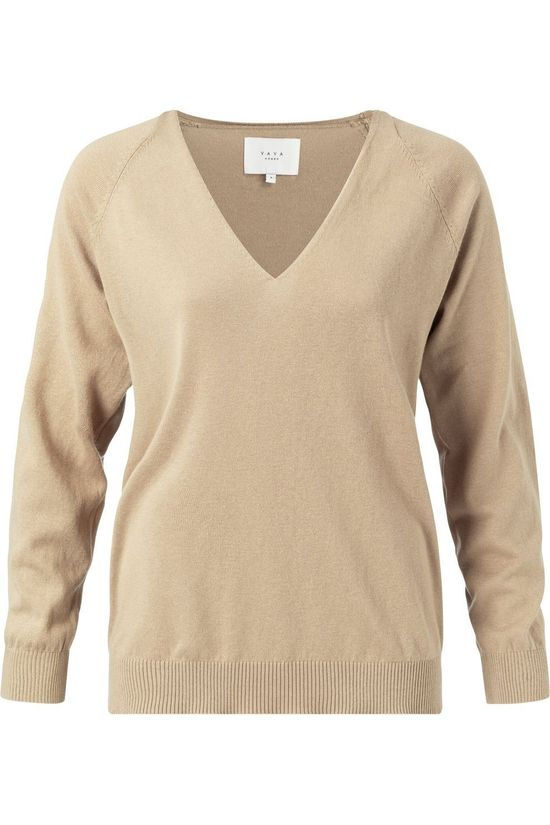 Yaya Trui V-Neck Sand Brown