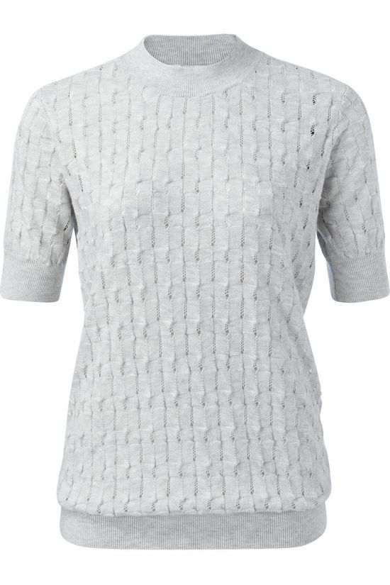 Yaya Pull Structure Knitted With Short Sleeves Light Grey Marle