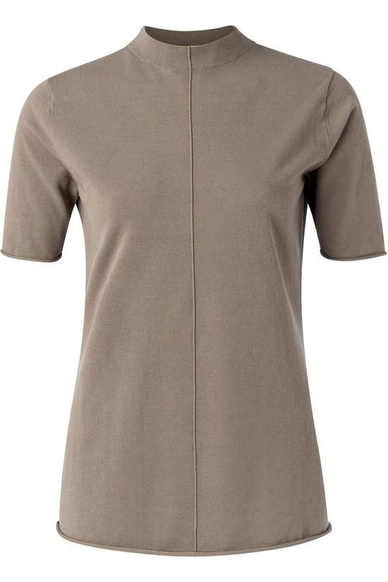 Yaya Pull Knitted Mock Neck With Short Sleeves mid brown