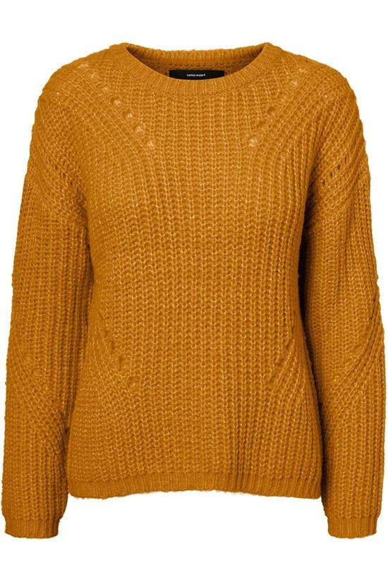 Vero Moda Pull paca Ls Pointelle O-Neck Boo Camel Brown