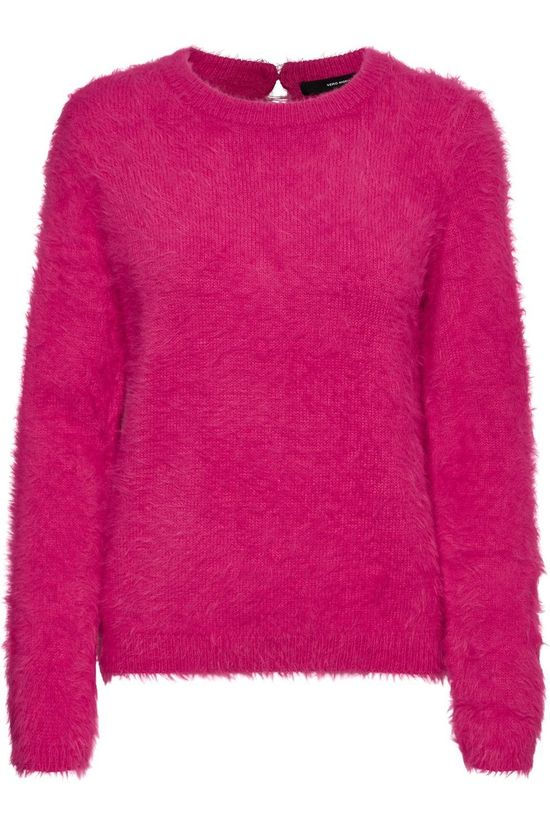 Vero Moda Pull poilu Ls Keyhole O-Neck Rep Fuchsia