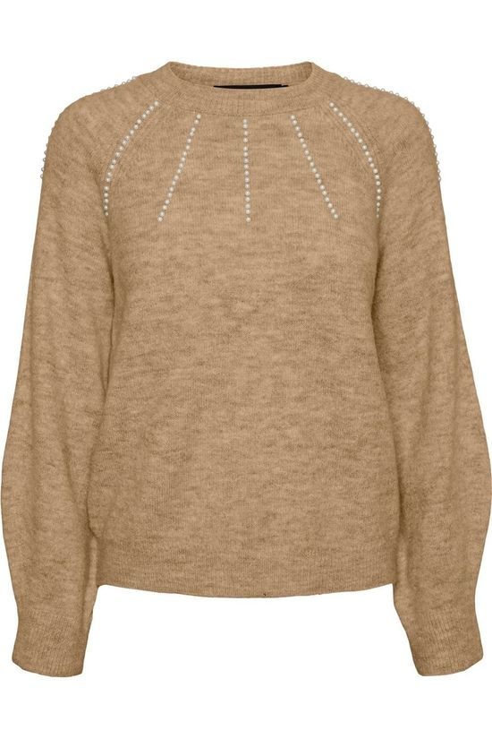 Vero Moda Pull peppy Pearl Ls Highneck Sand Brown