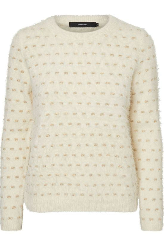 Vero Moda Pull poilu Dot Ls Lcs Ecru