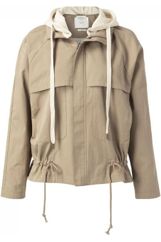 Yaya Blazer Parka Detachable Hoodie And Drawstring Sand Brown