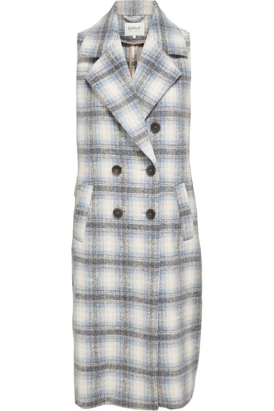 Only Jas Lou Check Waistcoat Ecru/Blue