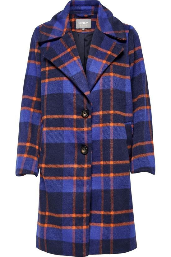 Only Manteau  Tailor Check Wool Indigo Blue/Orange