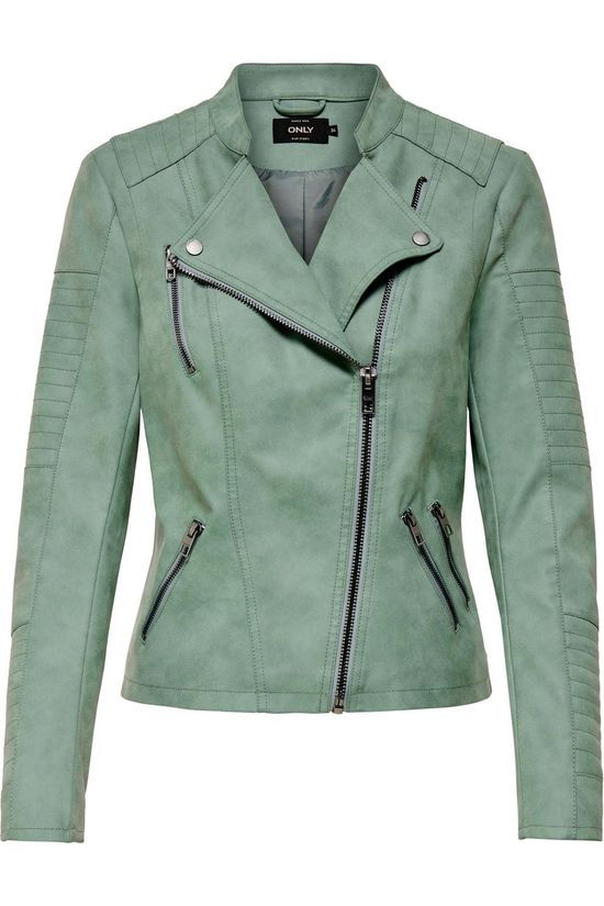 Only Imitatieleren jas ava pu biker light green