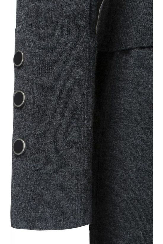 Yaya Robe Knitted With Rib Waist Dark Grey Marle