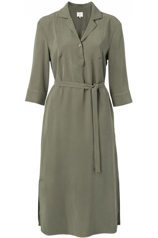 Yaya Robe ed Midi With Splits dark khaki