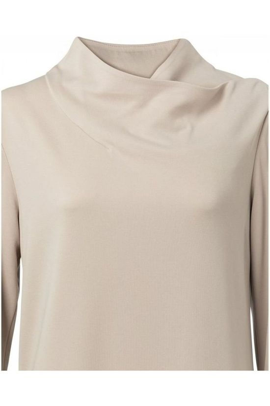 Yaya Robe Midi With Draped Collar Sand Brown