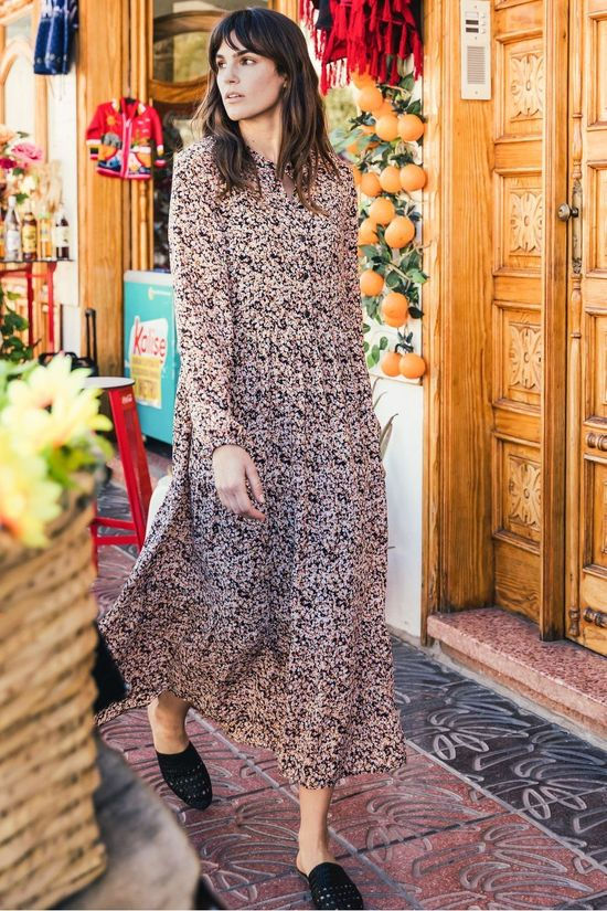 Moss Copenhagen Robe Melira Rikkelie Maxi Black/Light Pink