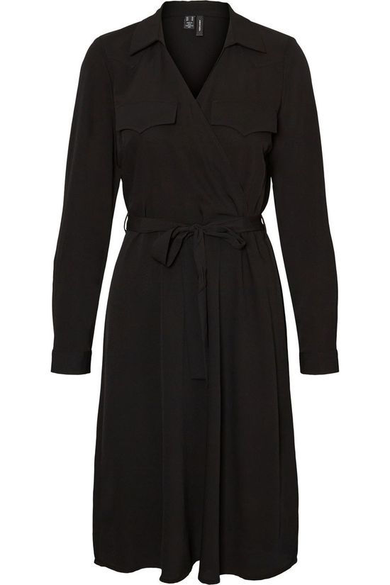 Vero Moda Robe Vmlolena Ls Blk Wvn Ga Black