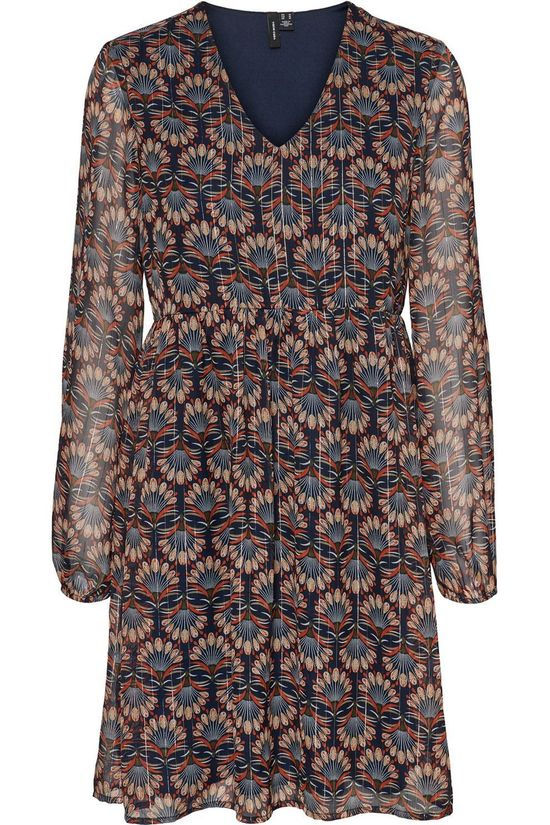 Vero Moda Robe bianca Ls Short Wvn Lcs Navy Blue/Rust