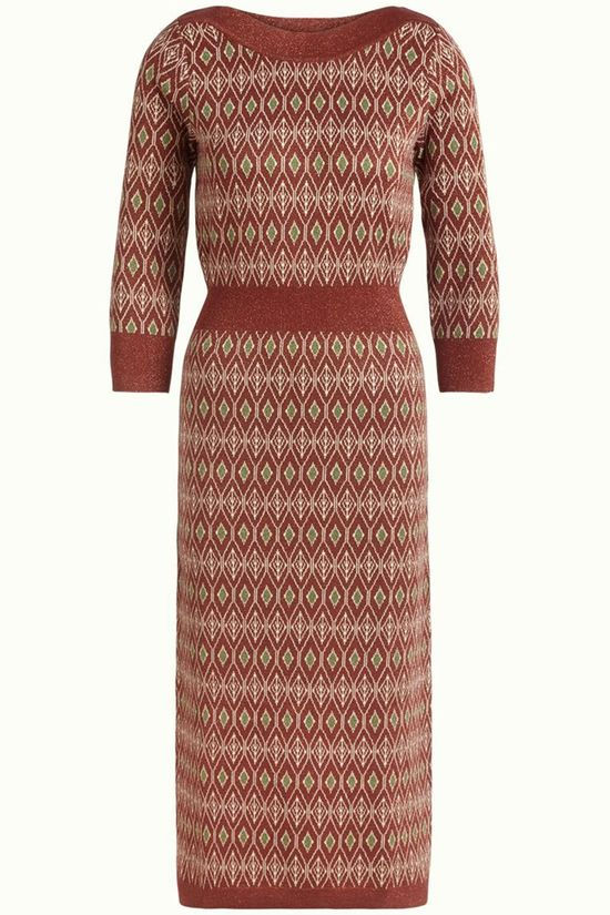 King Louie Robe Audrey Midi Taboo Bordeaux / Maroon/Green