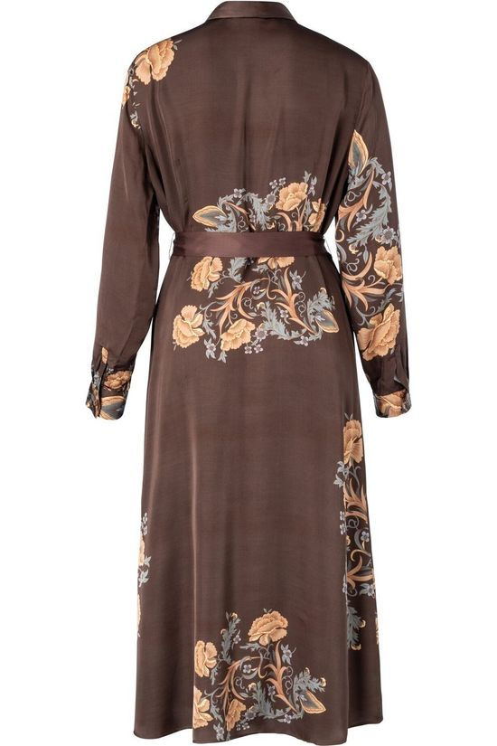 Yaya Robe Maxi Shirt With And Print Dark Brown/Ass. Flower
