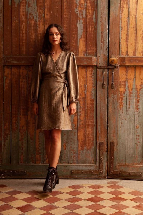 FRNCH Robe Acela Sand Brown/Gold