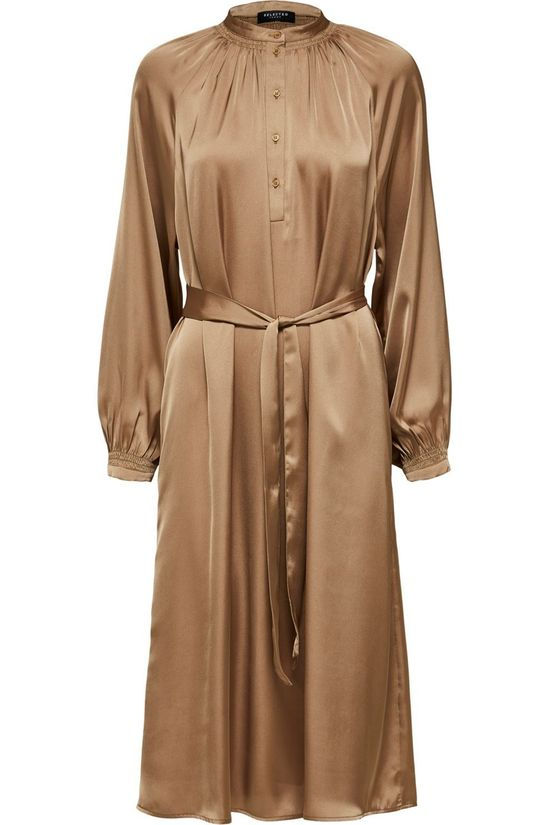 Selected Jurk harmony Ls B Camel Brown