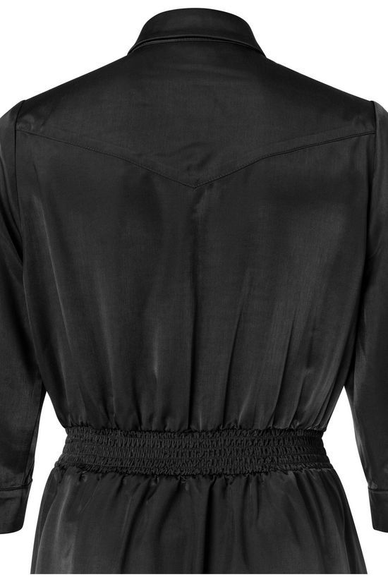 Yaya Jurk Shiny Shirt Dress With Utility Pockets And 3/4 Sleeves Black