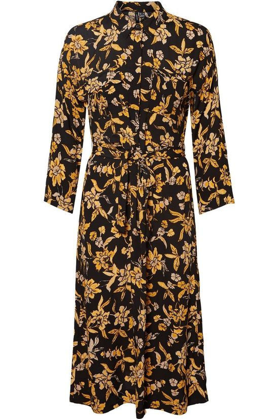 Vero Moda Robe filippa 34 Calf Wvn Black/Dark Yellow