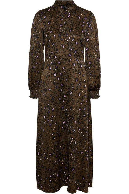 Vero Moda Robe  sandra Lillian Ls Shirt Dress Dark Khaki/Lilac