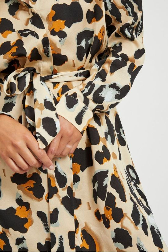 Vila Robe Vijolie Aop Ecru/Camel Brown