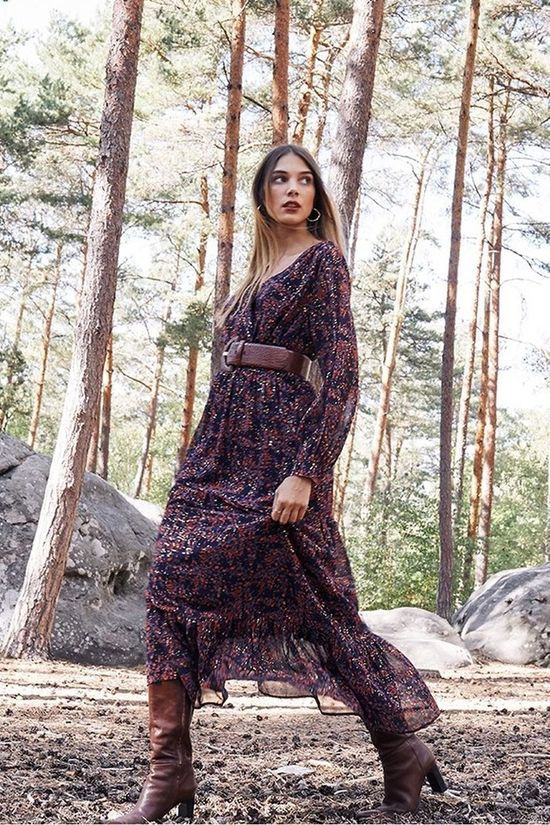 Grace&Mila Jurk Burgundy Navy Blue/Red