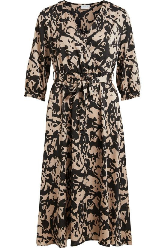 Vila Jurk Viliva Ruffle Black/Off White