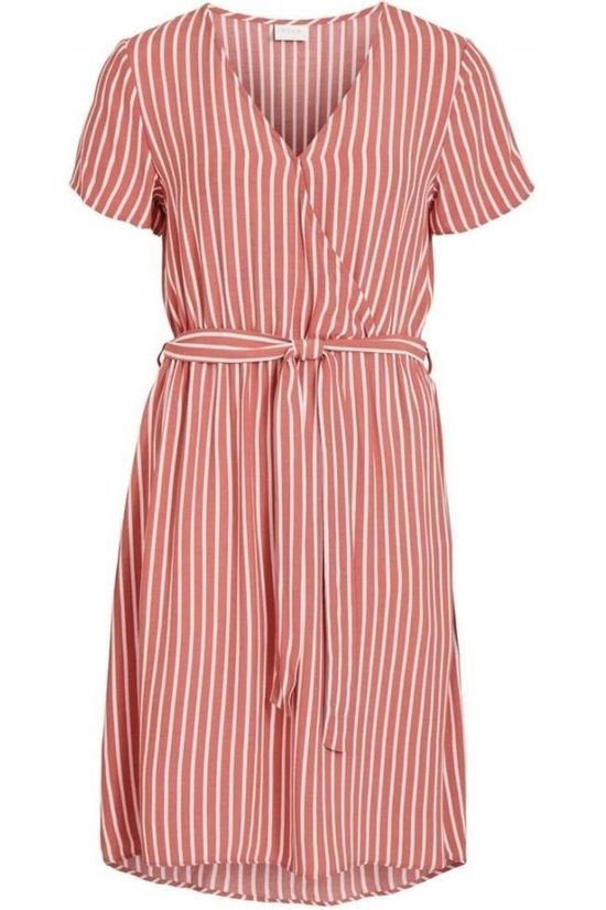Vila Robe Viprimera Wrap S/S -Fav Lux mid red/white
