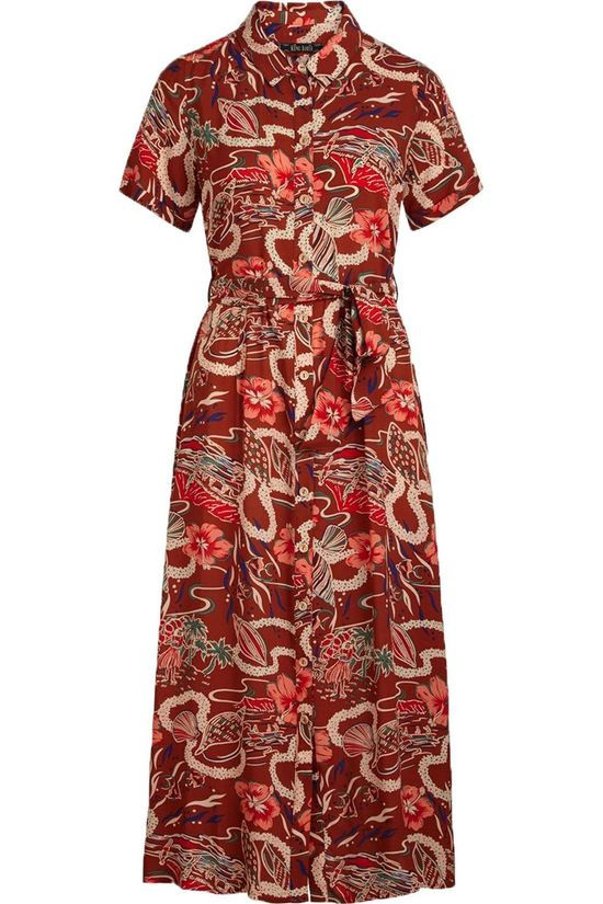 King Louie Robe Rosie Midi Lei rust/dark pink