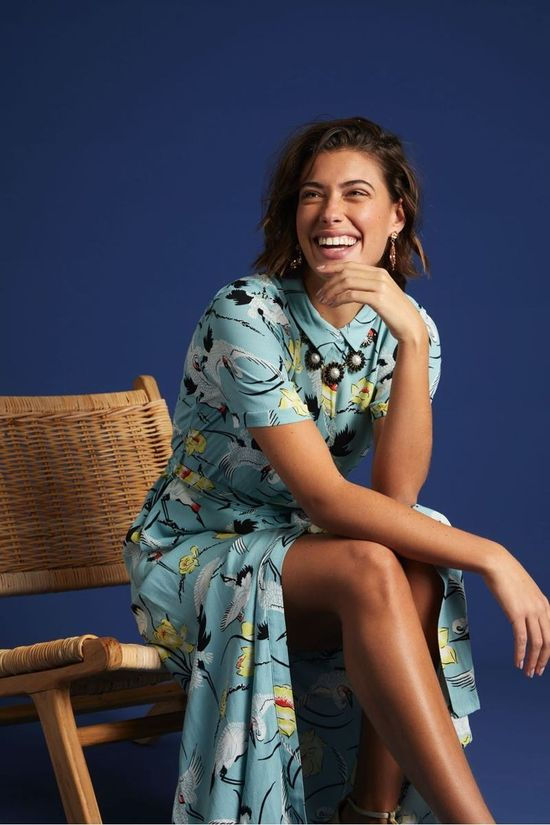 King Louie Robe Rosie Maxi Del Rey light blue/mid yellow