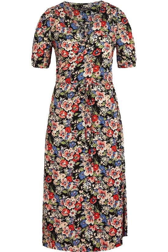 King Louie Robe Wrap Dolores Black/Ass. Flower