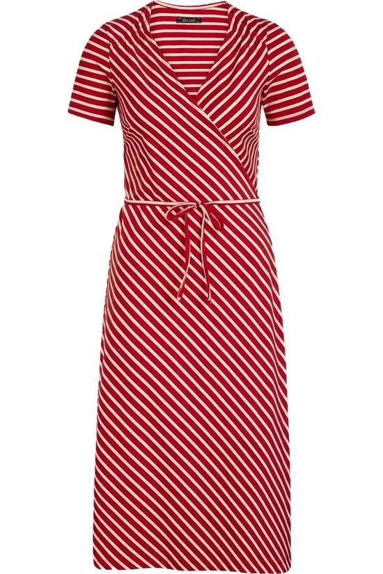 King Louie Robe Mandy Wrap Breton Stripe Ecru/Red