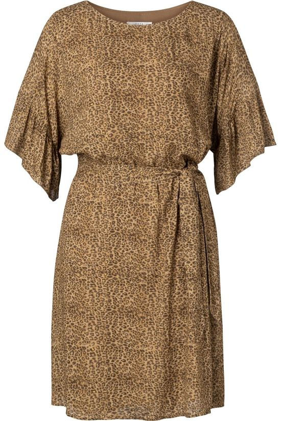 Yaya Robeed With Ruffles And Animal Print Dark Brown/Ass. Camouflage
