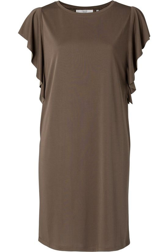 Yaya Robe Modal Blend With Ruffles dark brown