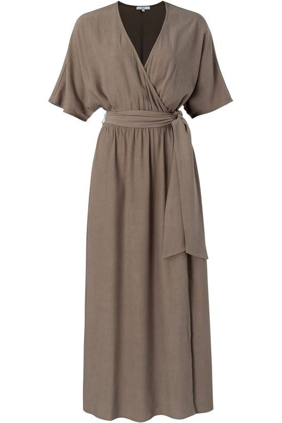 Yaya Robe Lyocell Blend With Kimono Sleeves mid brown