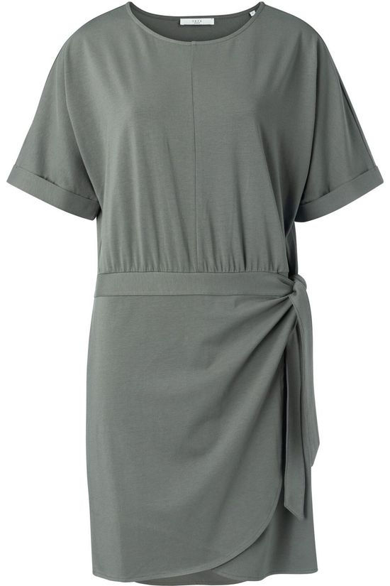 Yaya Robe Modal Cotton Blend Wrap With Short Sleeves mid blue