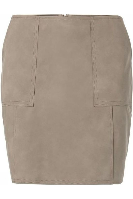 Yaya Rok Faux Leather Mini Front Pockets And Raw Hems mid brown